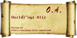 Oszlányi Aliz névjegykártya